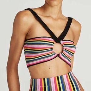 Amur Haven Knit Bra Top in Vibrant Colorful Stripe Size Small